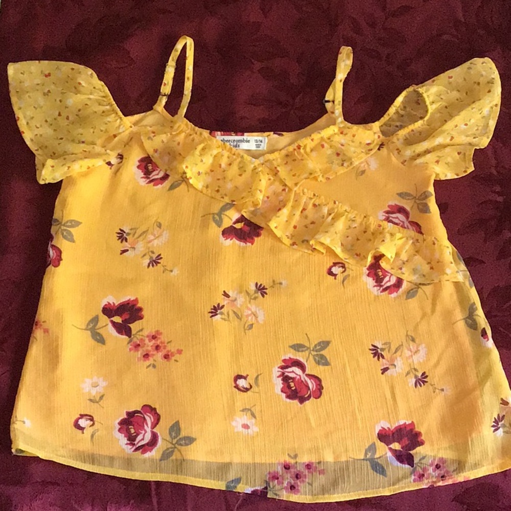 Abercrombie kids yellow off shoulder top